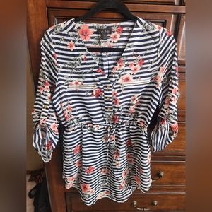 Navy & white stripe floral dress.